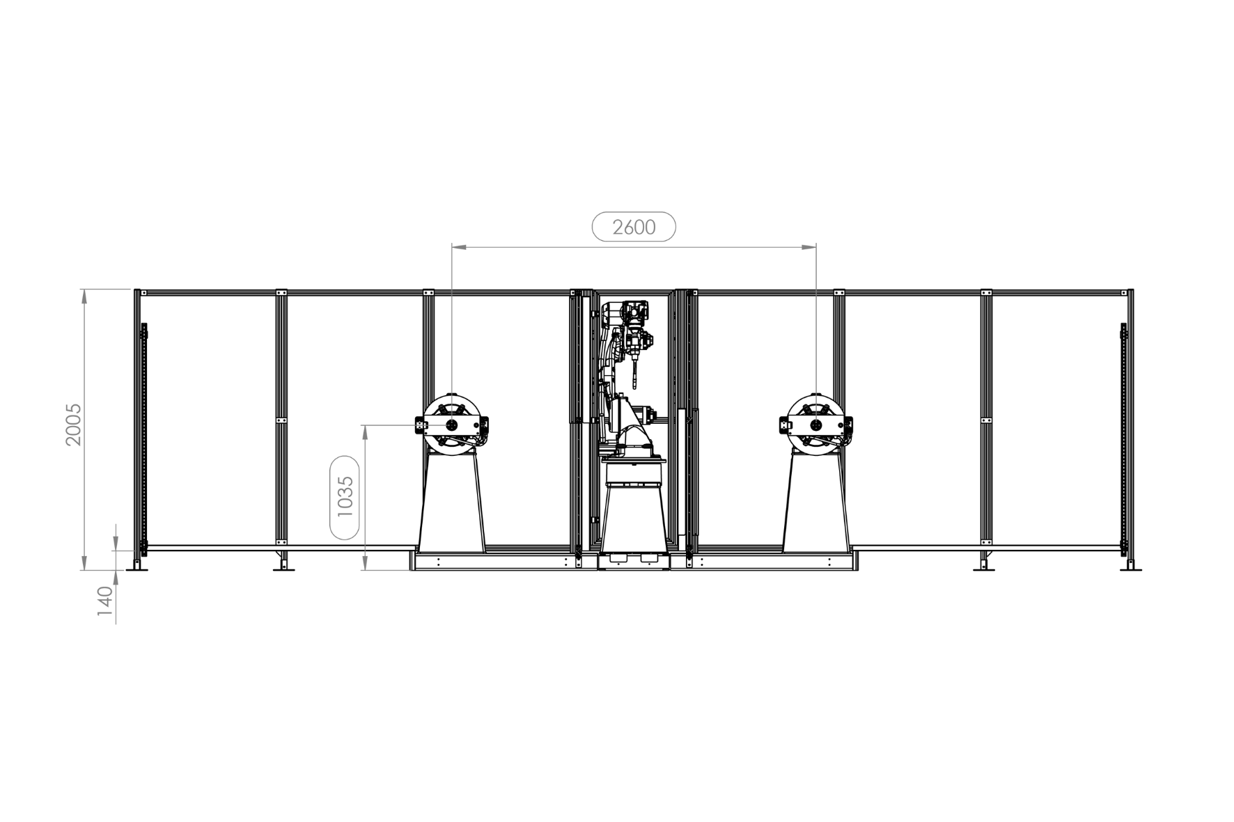 Autoa H-2800 Robot Welding Cell Dimensions