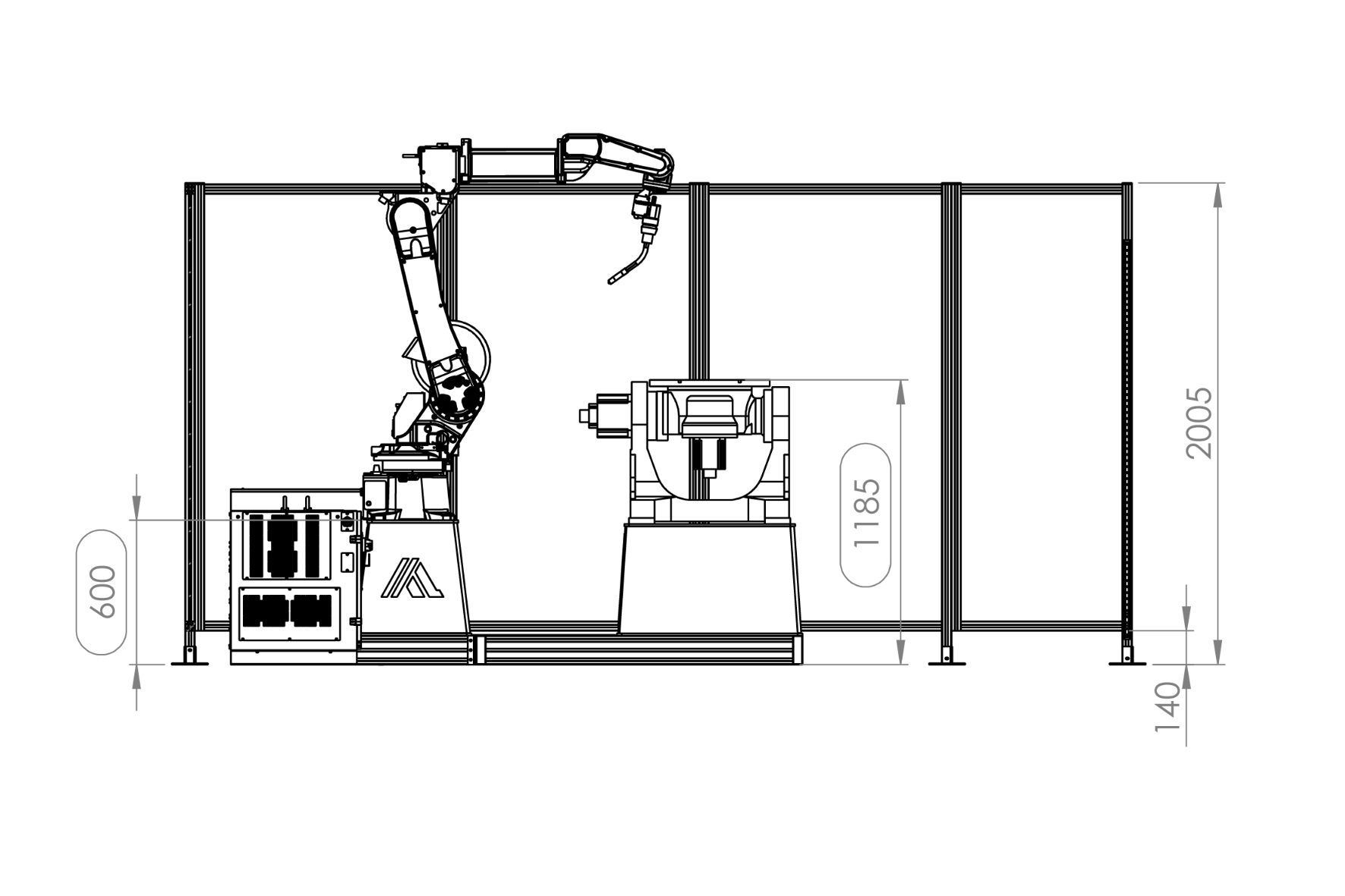 Autoa T-500 Robot Welding Cell Dimensions