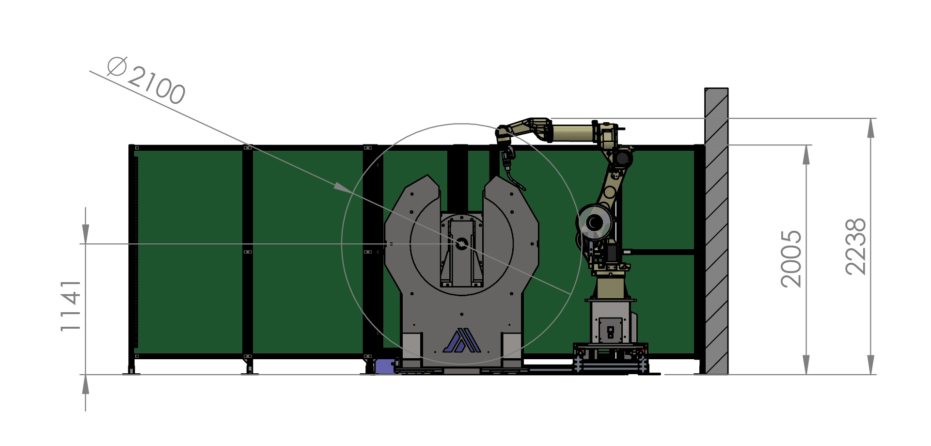 Autoa-SteelWeld 2000-S Structural Steel Robot Welding Cell Sjde View