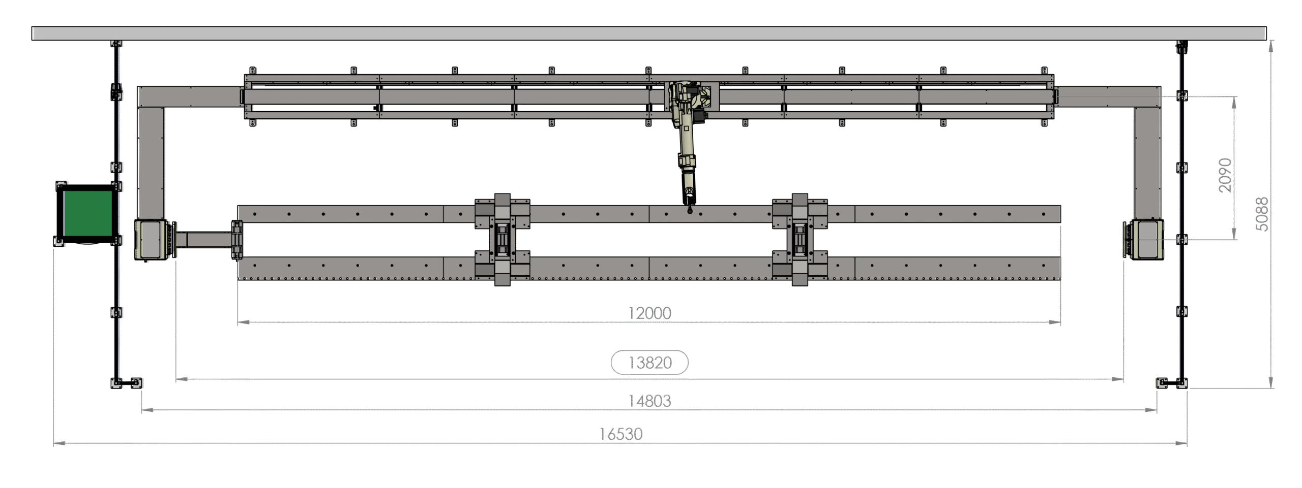 Autoa-SteelWeld 3000-S Structural Steel Robot Welding Cell Plan View