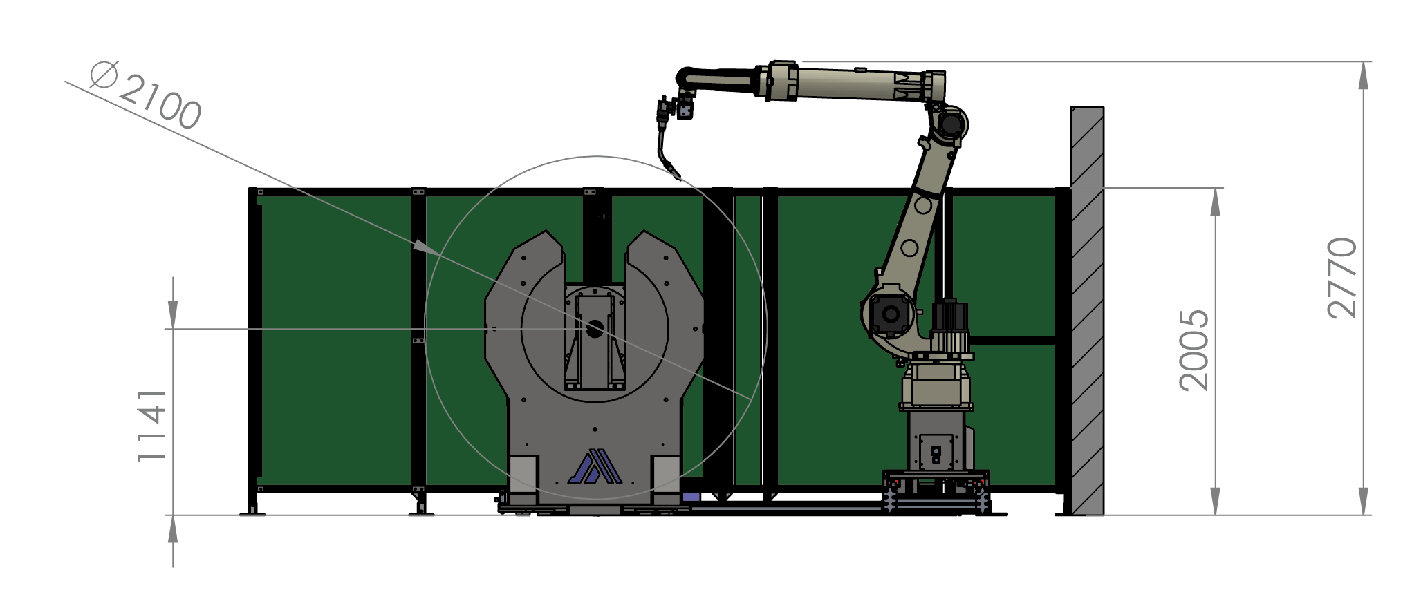 Autoa-SteelWeld 3000-S Structural Steel Robot Welding Cell Sjde View