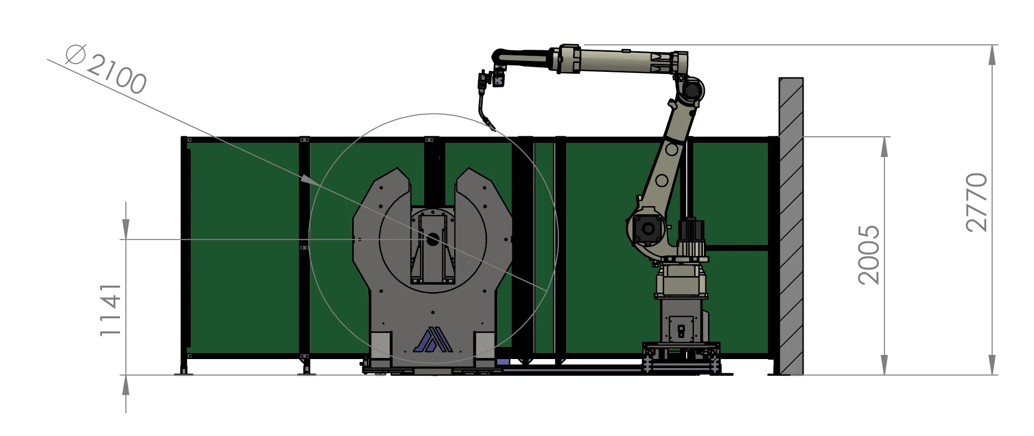 Autoa-SteelWeld 3000-S Structural Steel Robot Welding Cell Sjde View