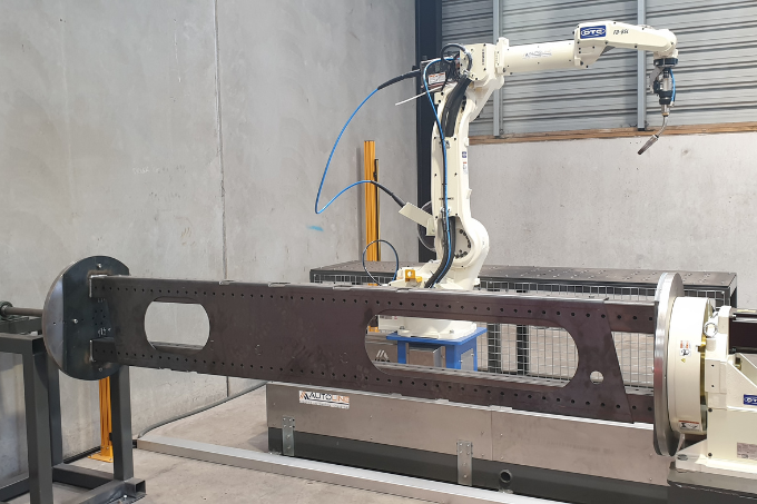 OTC FD-B6L robot configured for large part welding