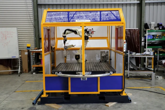 Trimax’s M-1200 robotic welding cell prior to delivery