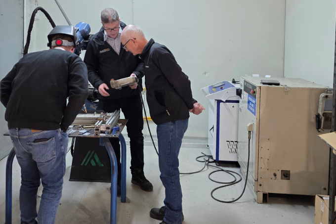 Weld trials underway on Autoa’s in-house laser welding demo cell.