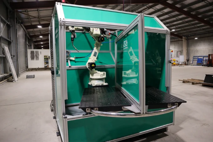M1200 robotic welding cell prior to installation.