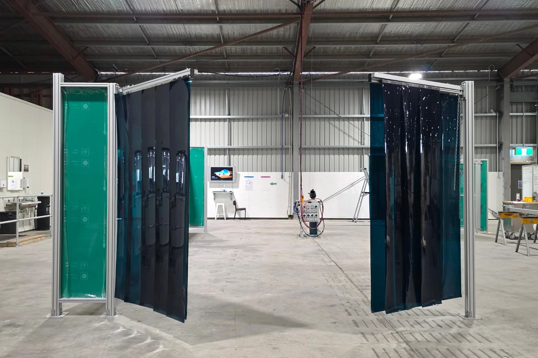 Autoa WeldProtect Welding Curtains Half Open.