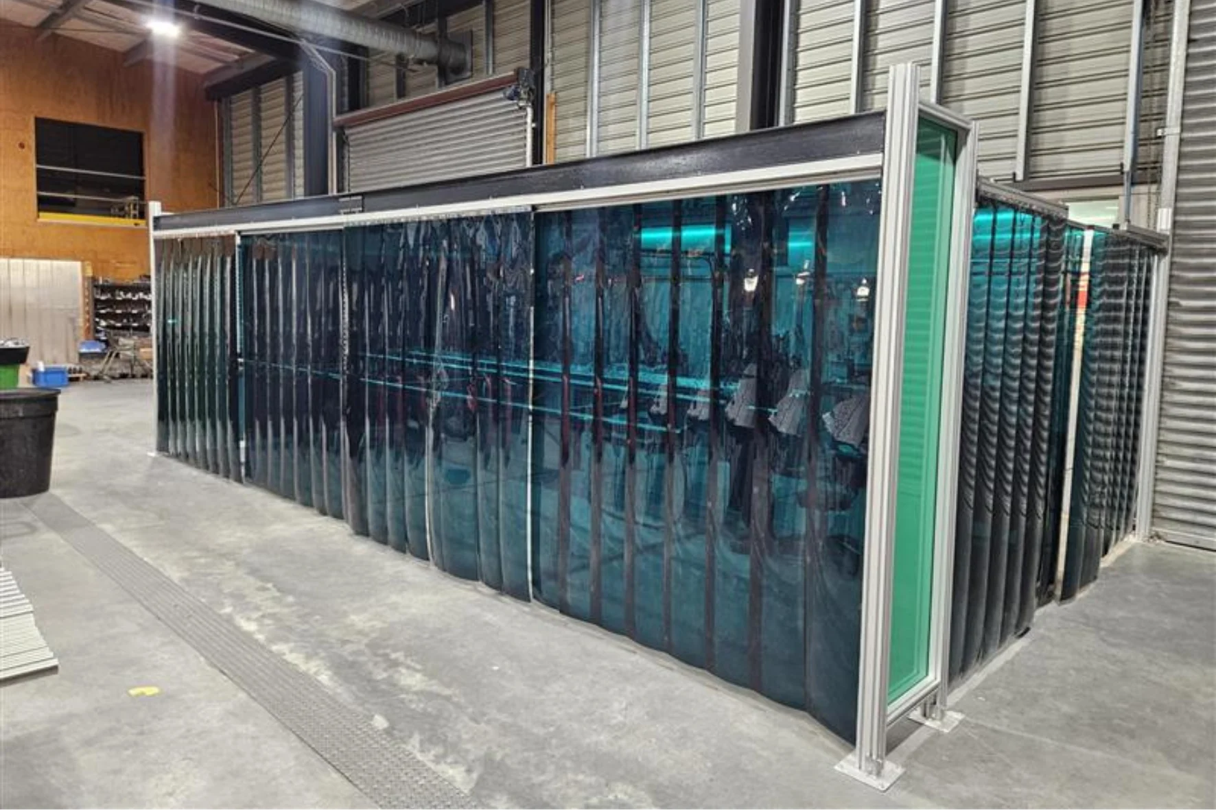 Autoa WeldProtect Welding Curtains Fully Extended.