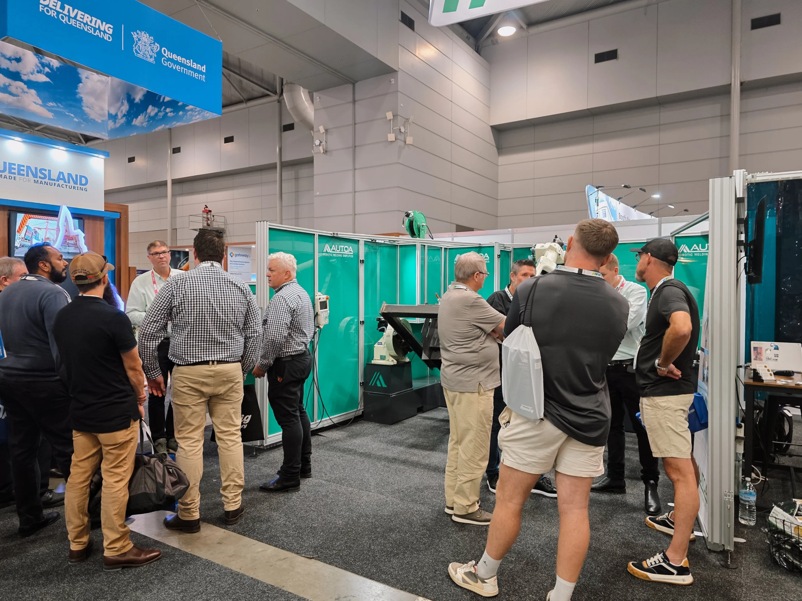 Talking robotic welding with manufacturers on the Autoa stand at AMW.